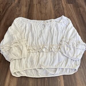 Denim & Supply Ralph Lauren Blouse Womens Large White Off Festival Boho Western